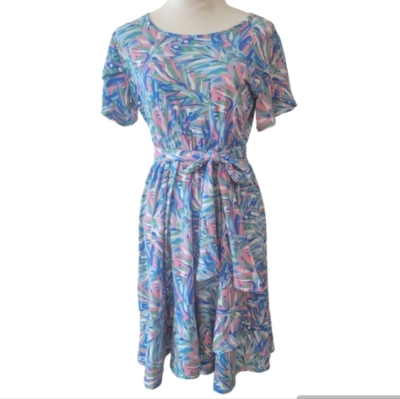 Simply Southern Blue Print Knit Dress Size Large - Picture 2 of 5